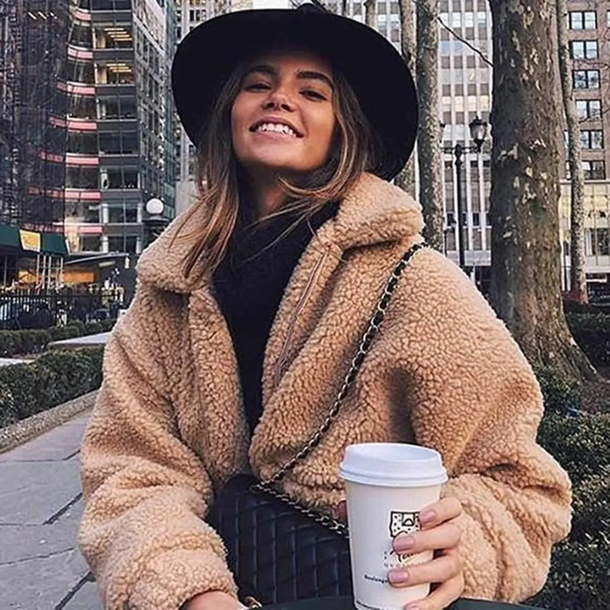 Oversized Faux Fur Teddy Bear Sherpa Coat