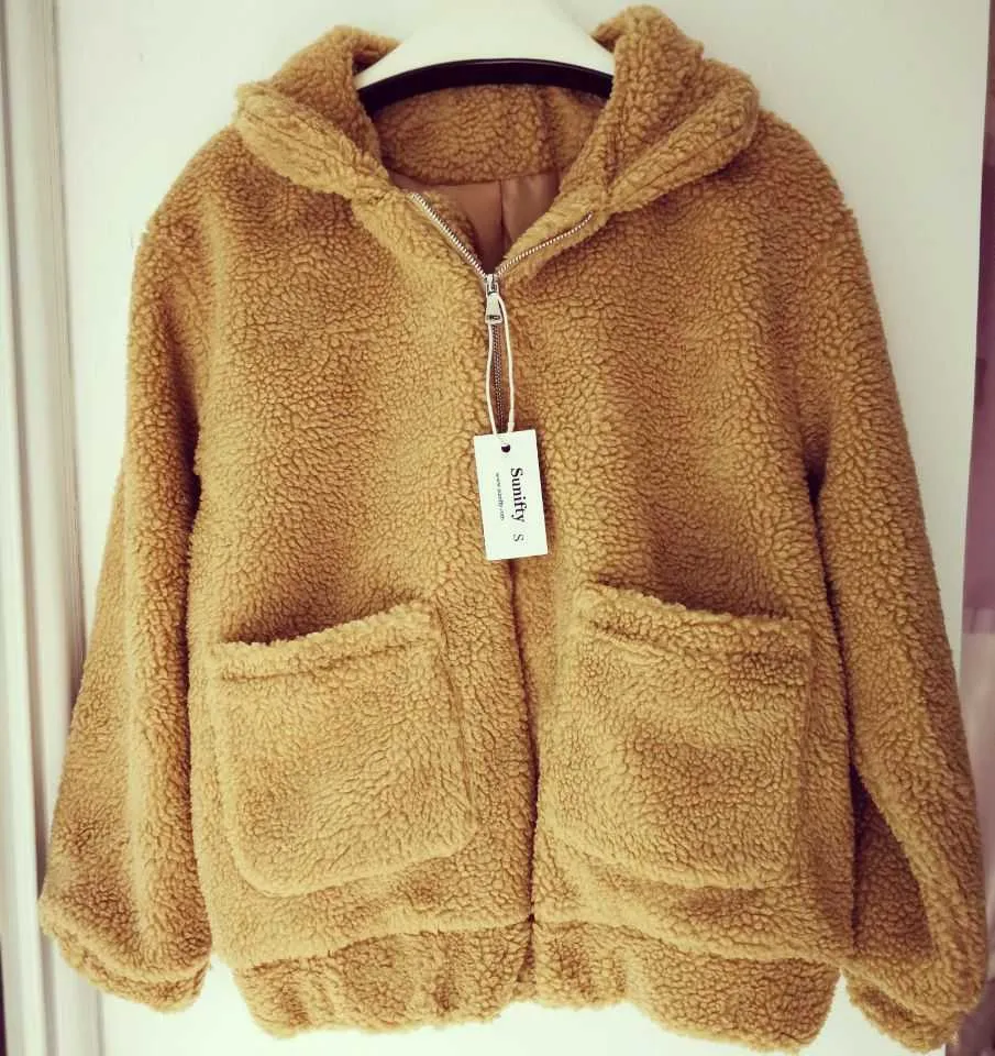 Oversized Faux Fur Teddy Bear Sherpa Coat