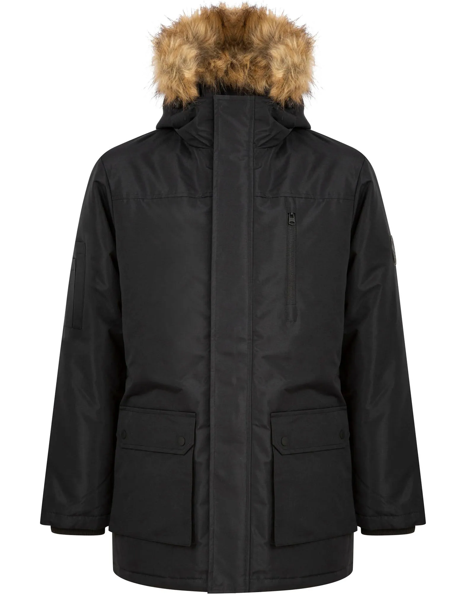 Pahana Taslon Parka Coat with Faux Fur Trim Hood in Jet Black - Tokyo Laundry