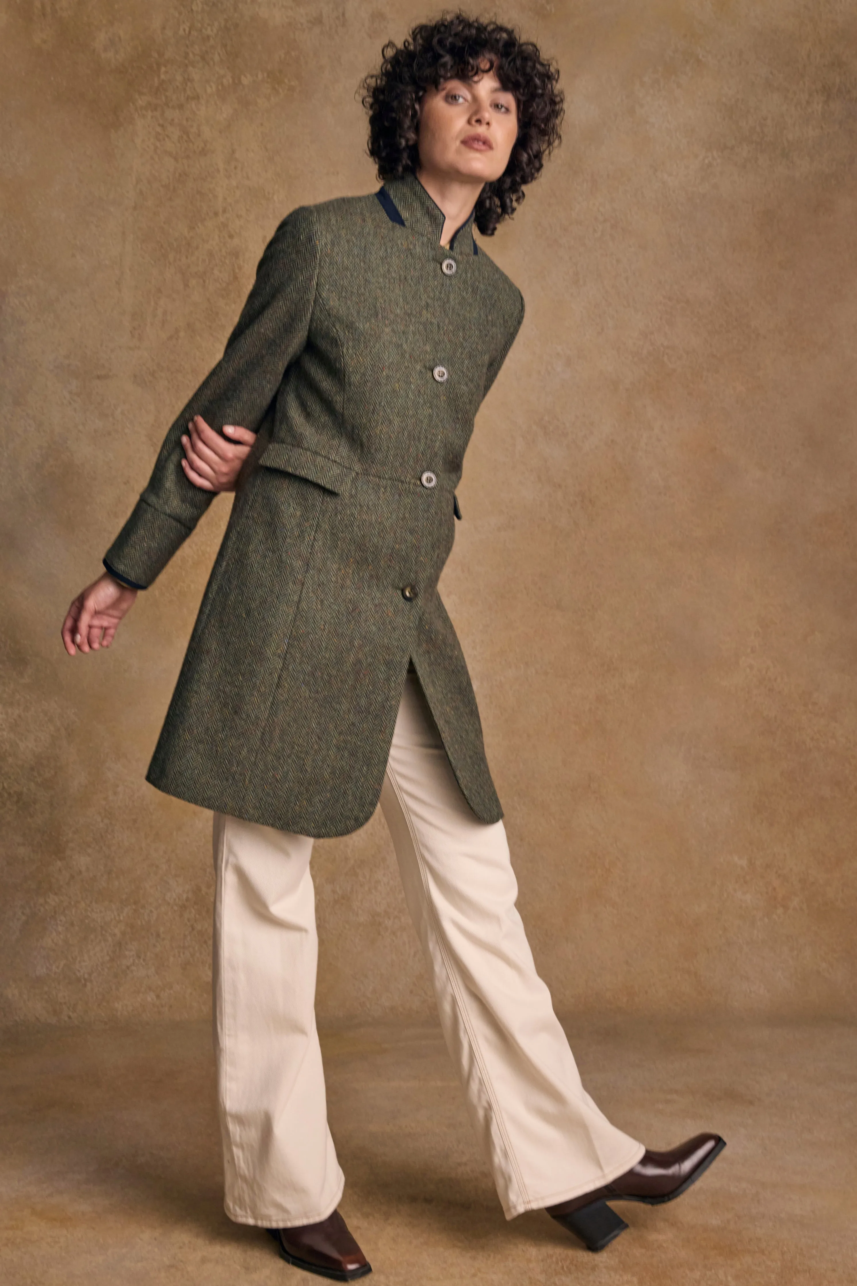 Pamela Tweed Coat - Donegal Green Fleck