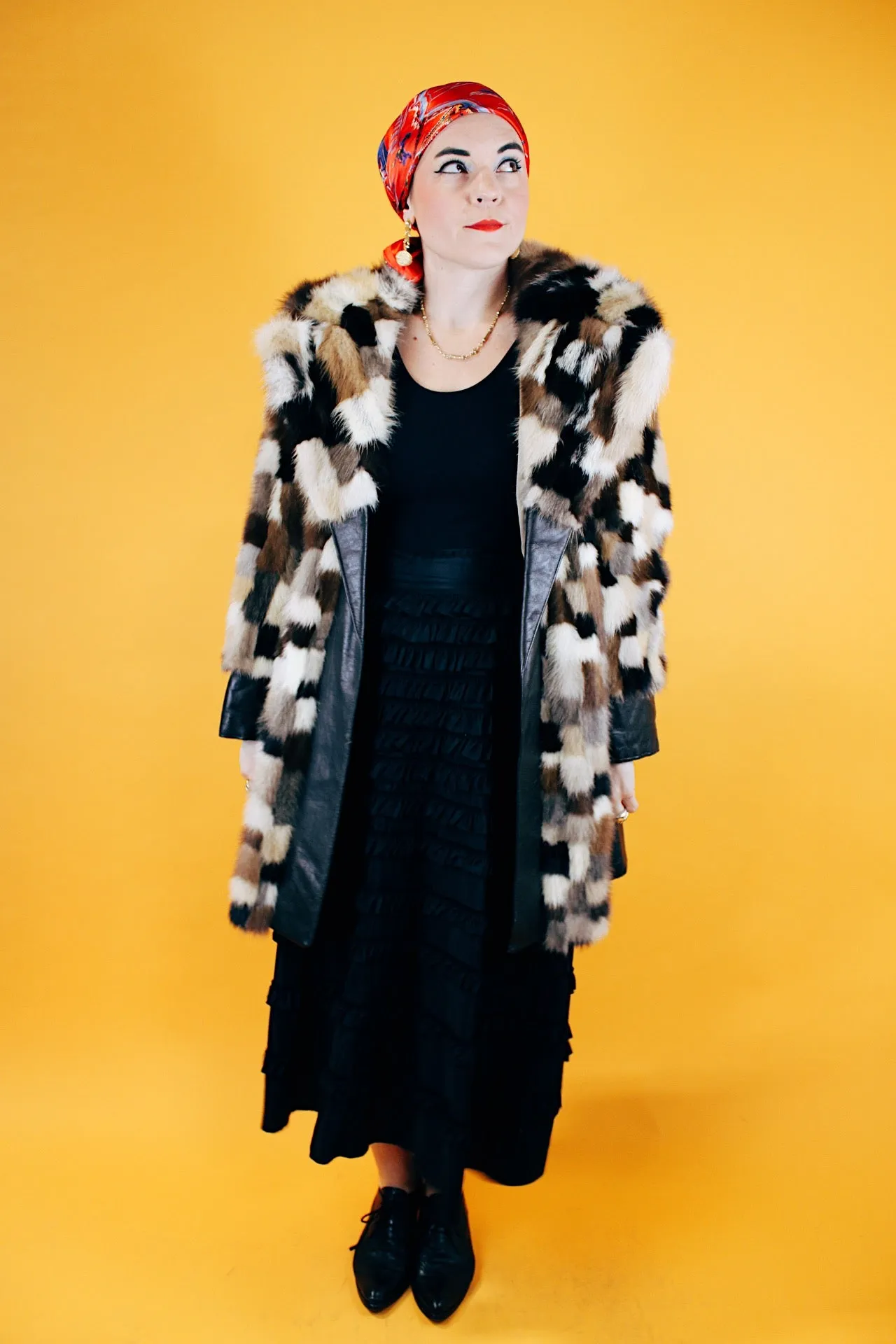 Patchwork Fur Coat