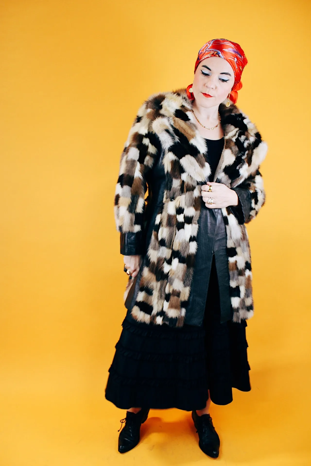 Patchwork Fur Coat