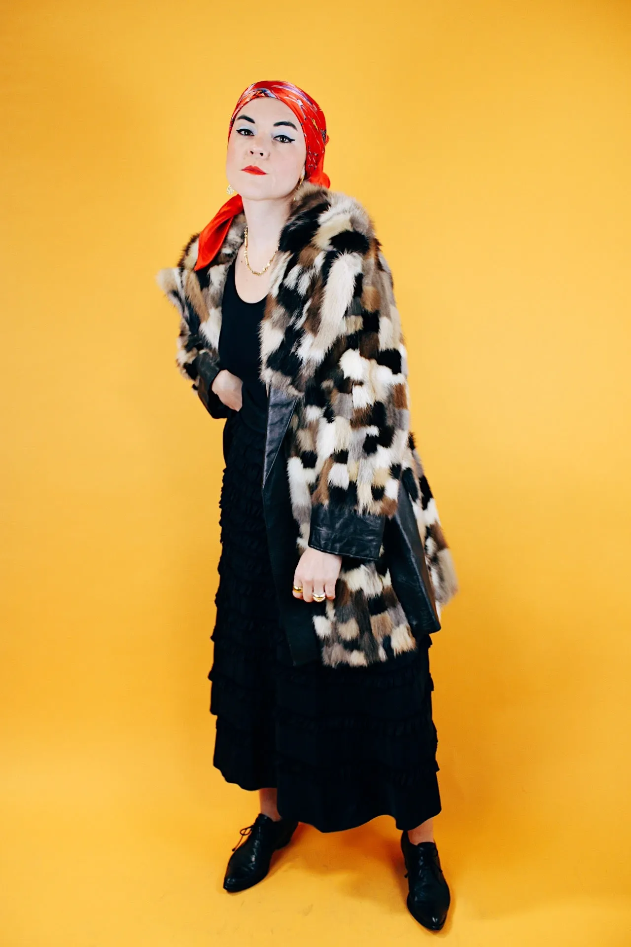 Patchwork Fur Coat