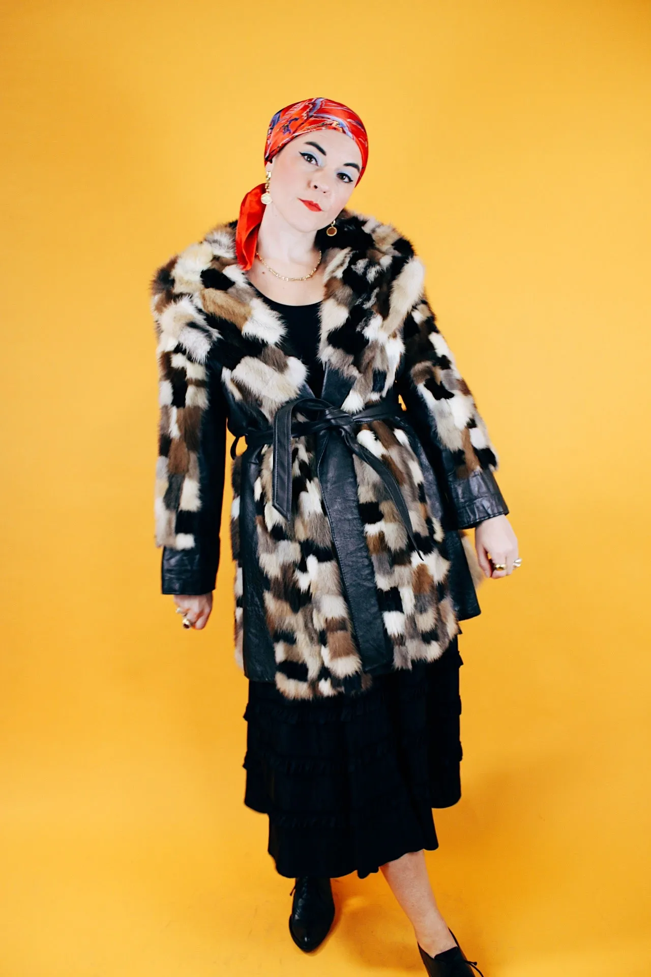 Patchwork Fur Coat