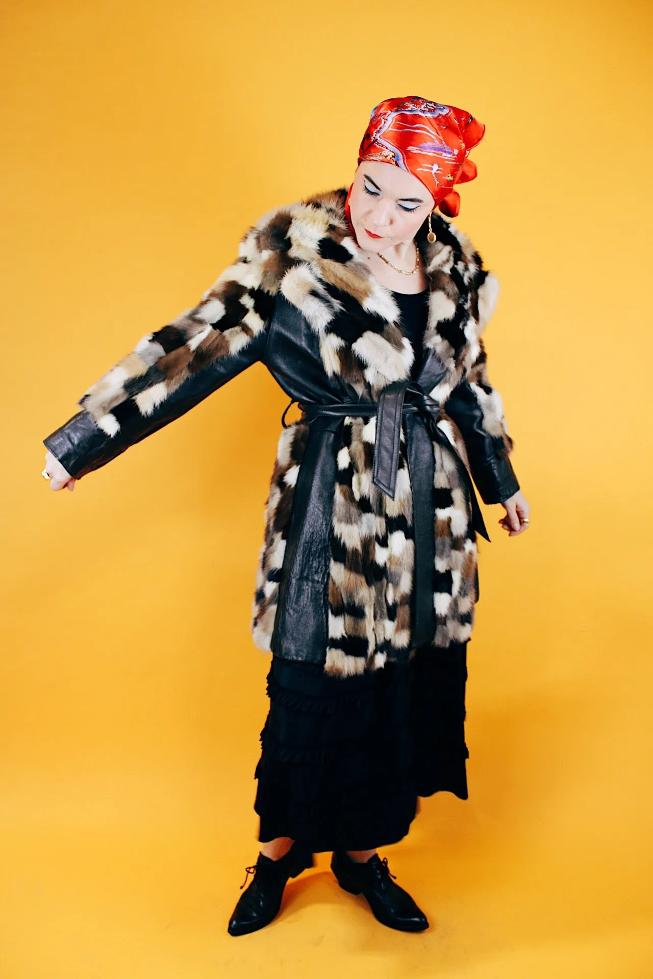 Patchwork Fur Coat