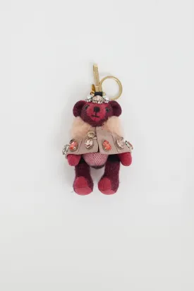 Pink Teddy Bear Crystal Keychain