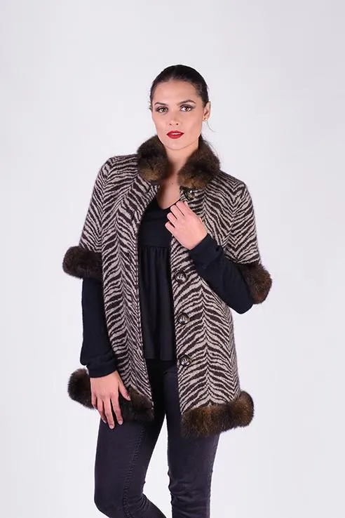 Possum Merino Safari Fur Trim Coat