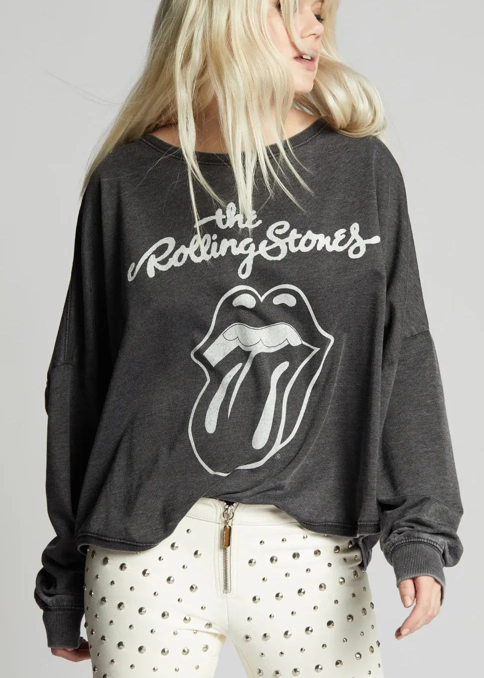 Recycled Karma Rolling Stones Sweatshirt | Vintage Black