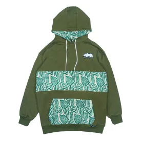 Removable Bear Green Fur Tall Pullover Hoodie