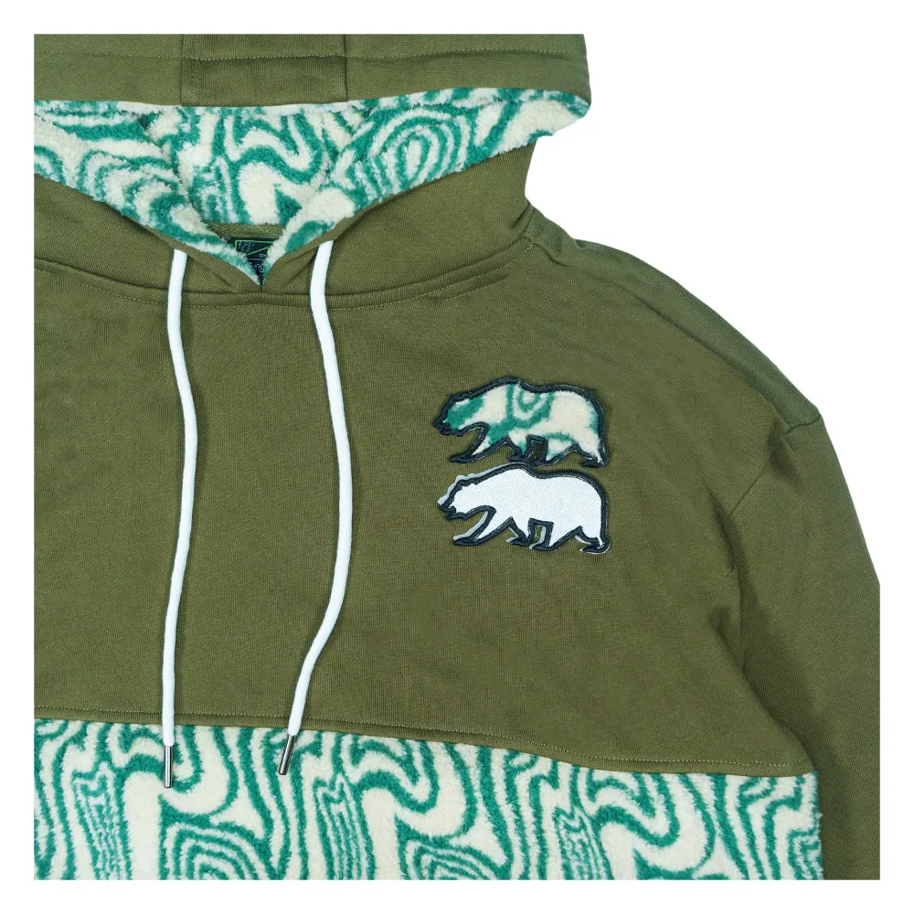 Removable Bear Green Fur Tall Pullover Hoodie