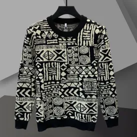 Retro Ethnic Geometric Print Sweater