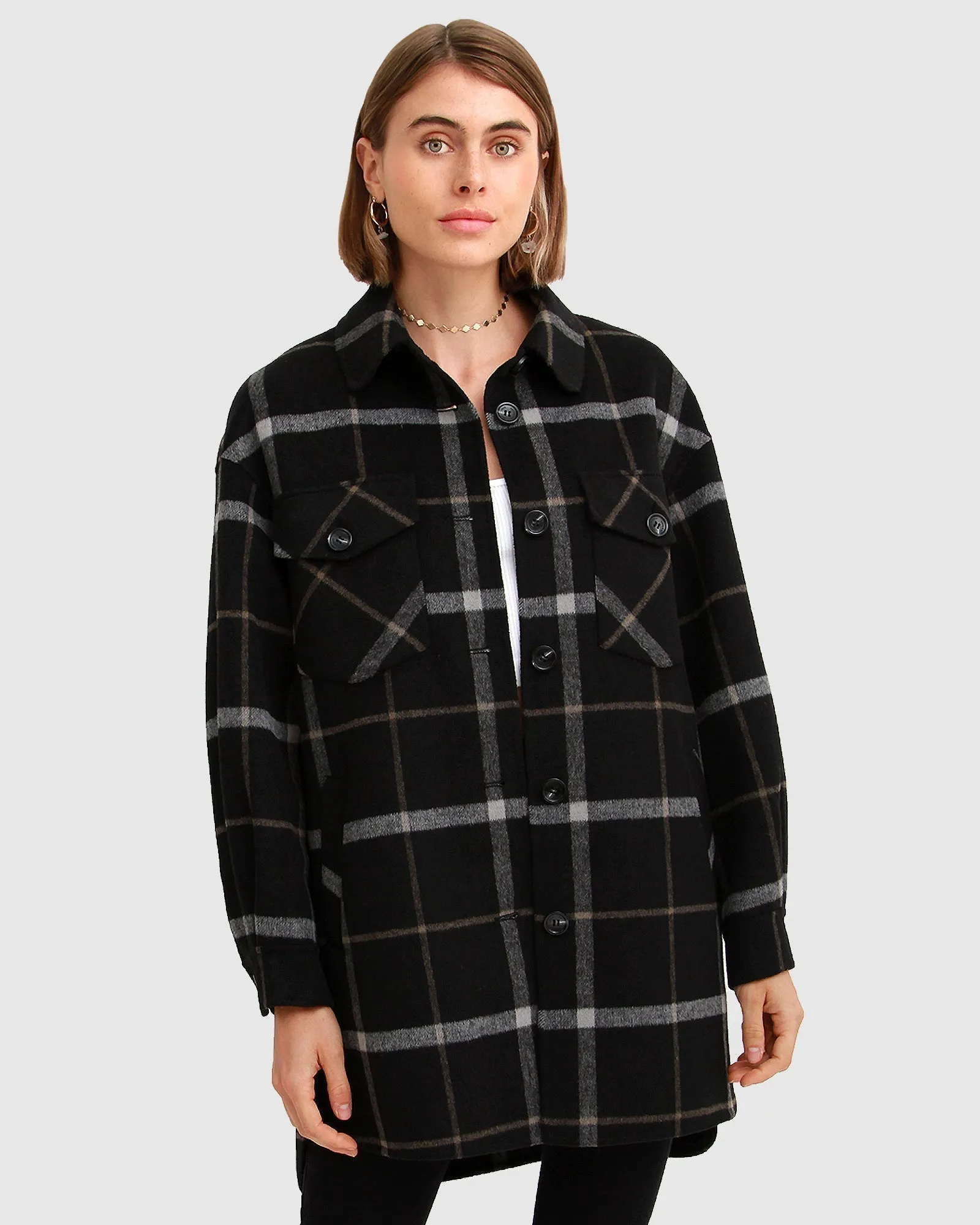 River's Edge Plaid Shacket - Black Plaid