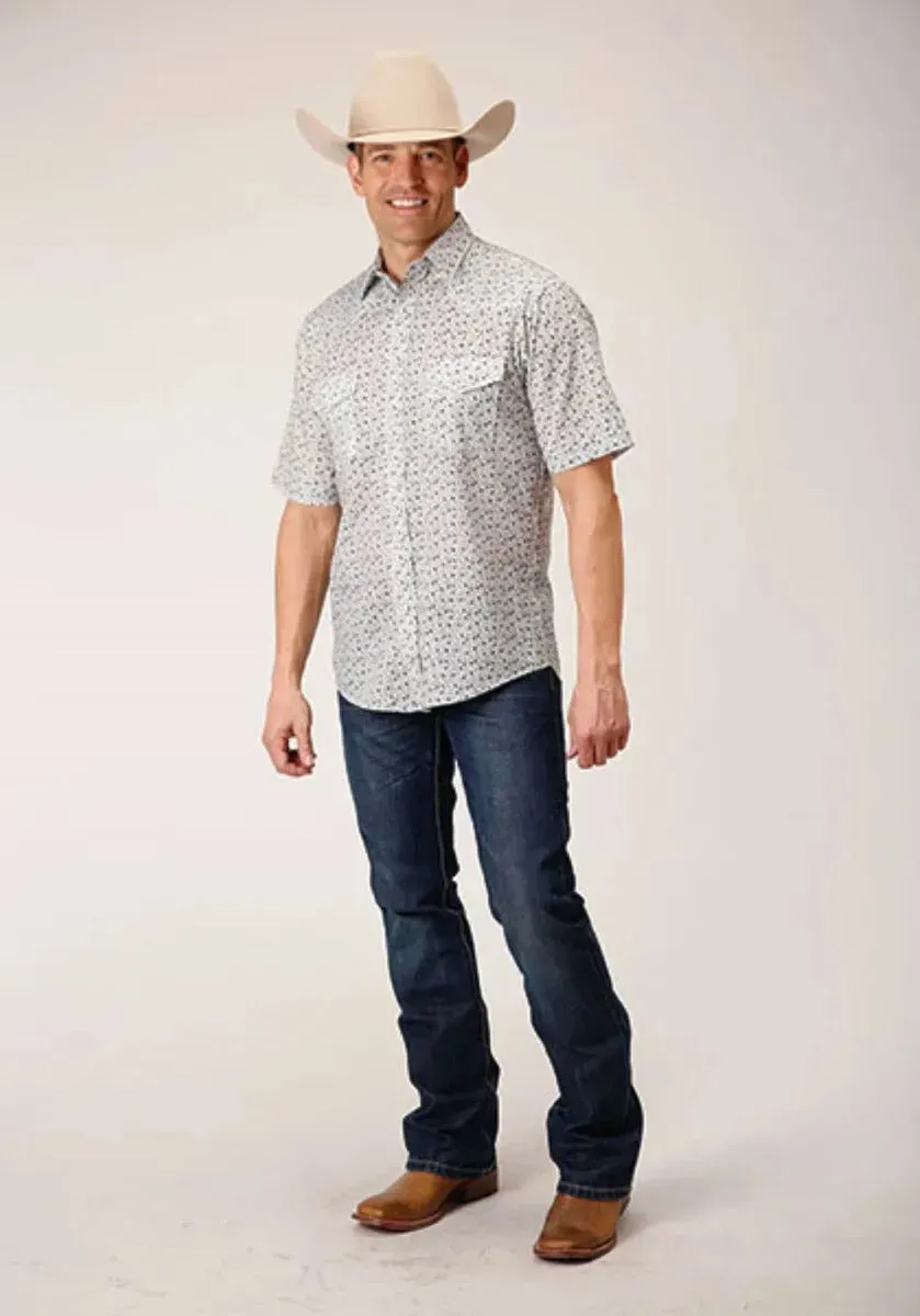 Roper Mini Floral Print (Blue) - Men's Western Shirt