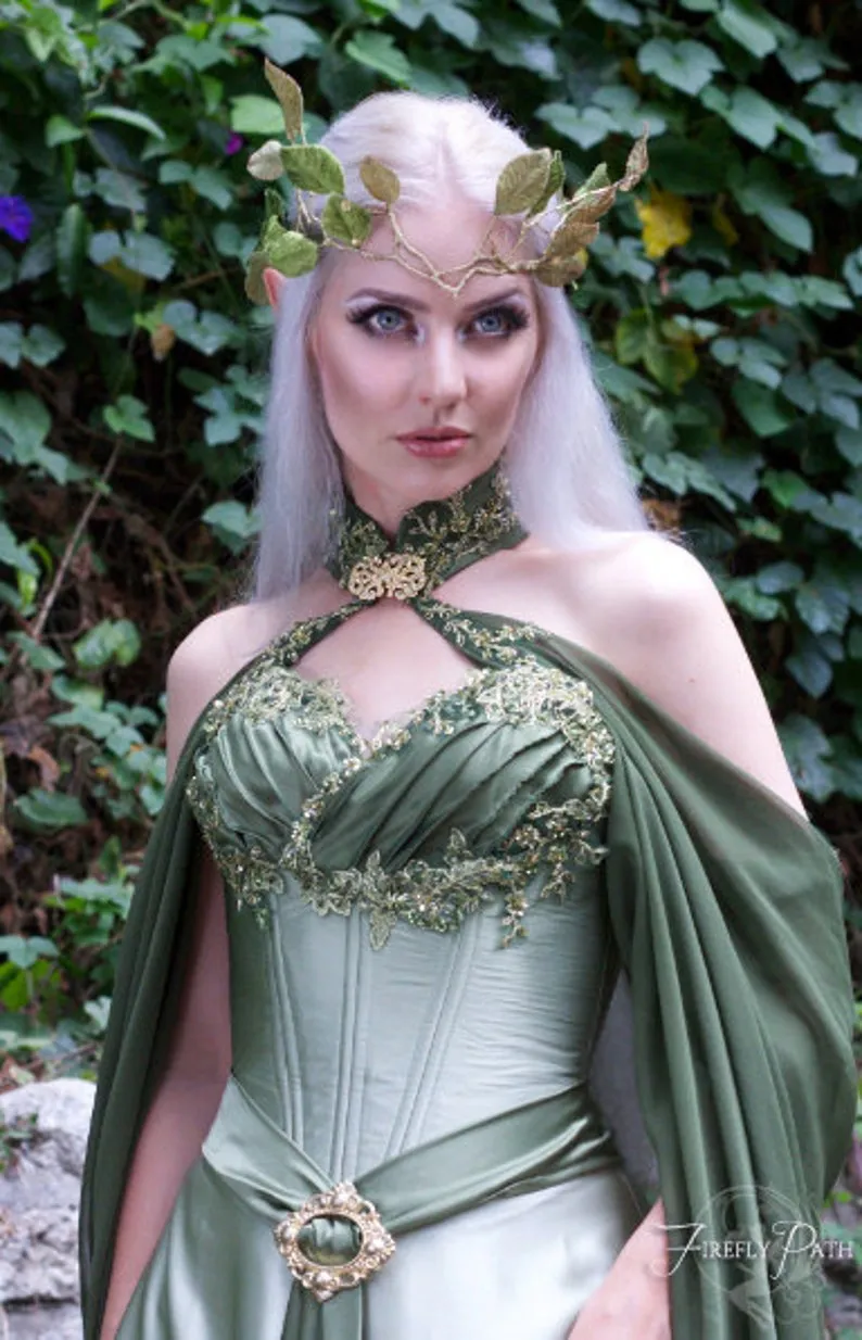 Sage Green Ombre Silk Elven Cape 100% Silk