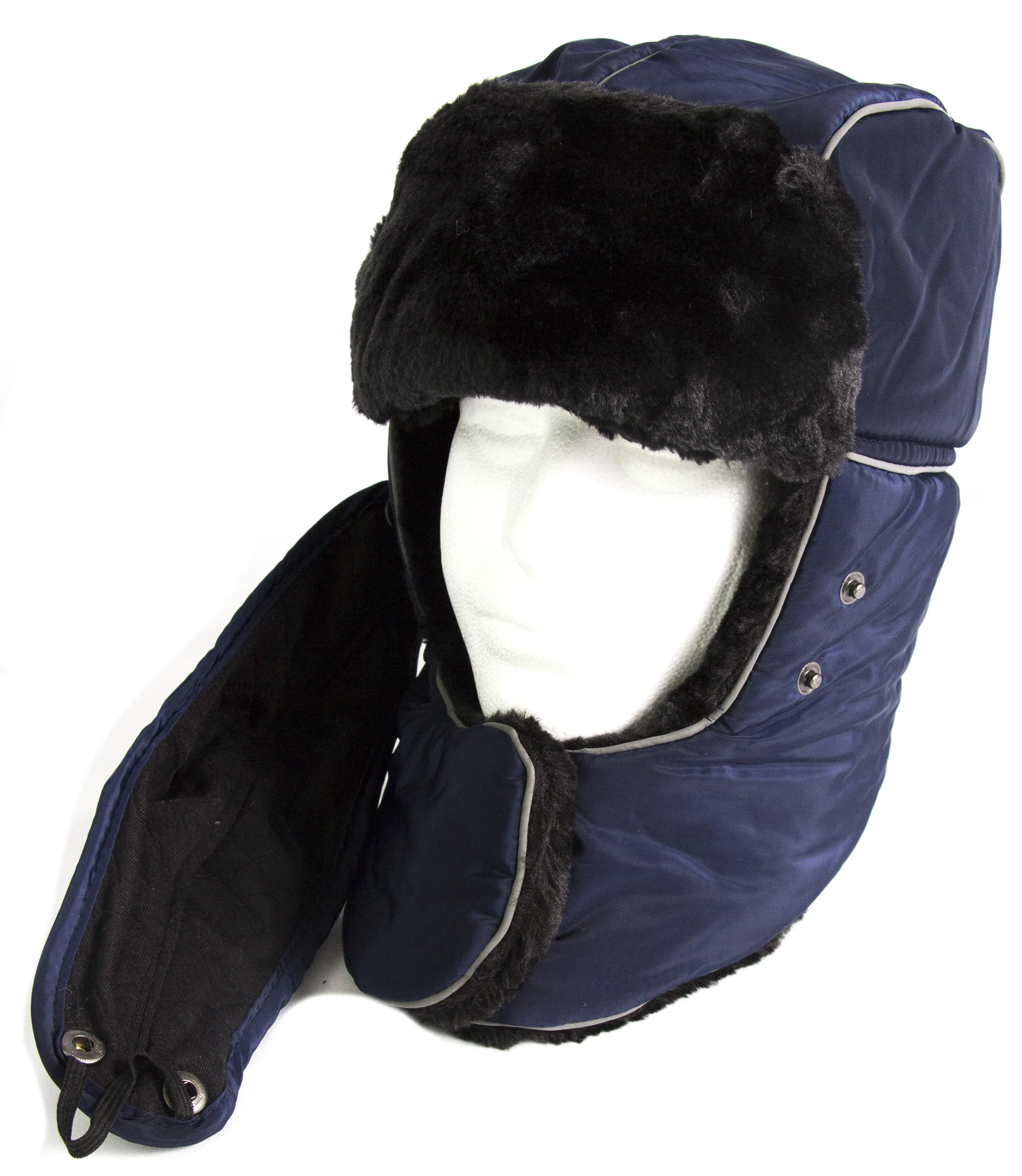 Sakkas Alex Unisex  Ushanka Faux Fur Windproof Trapper Aviator Hat Removable Mask