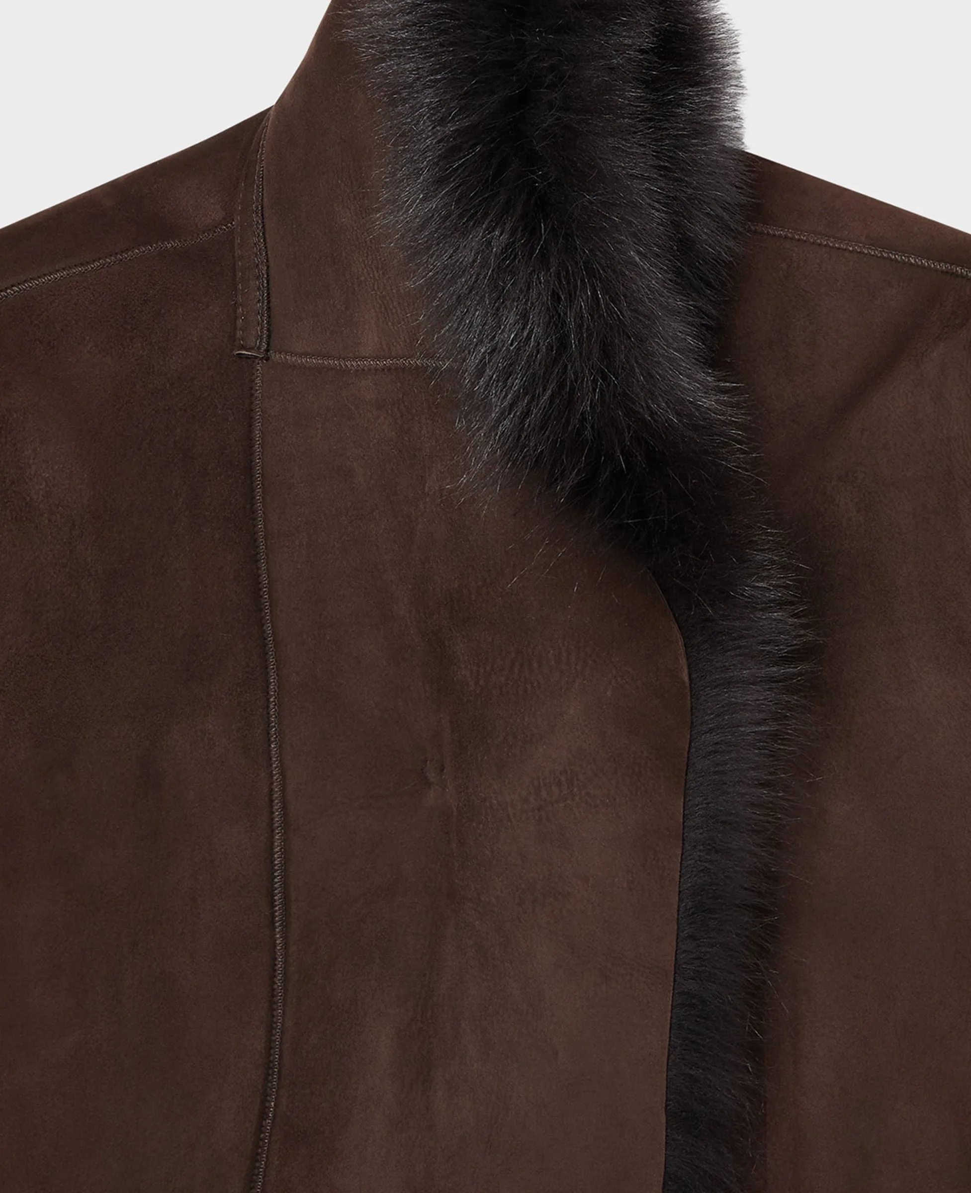 Shearling Fur Trim Coat