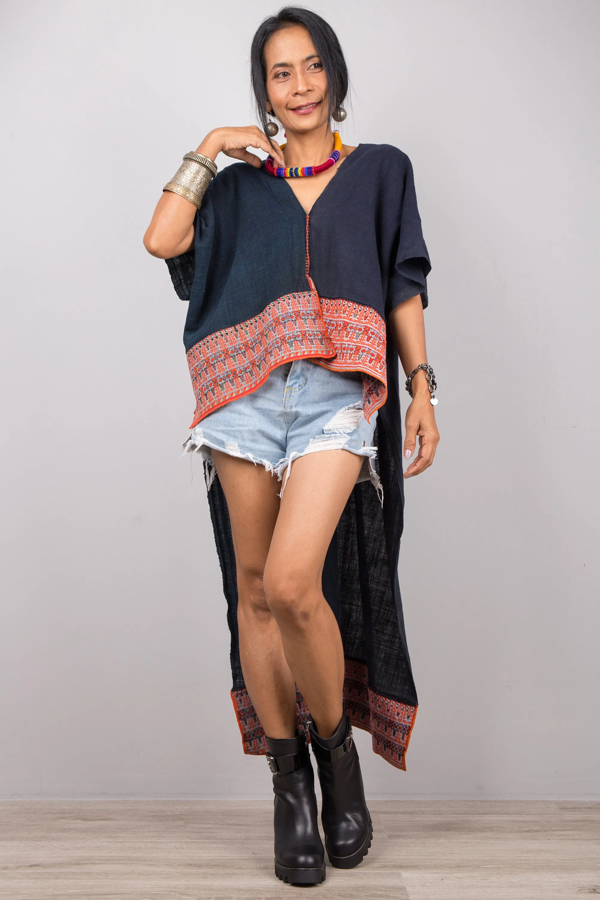 Short front ethnic kaftan top