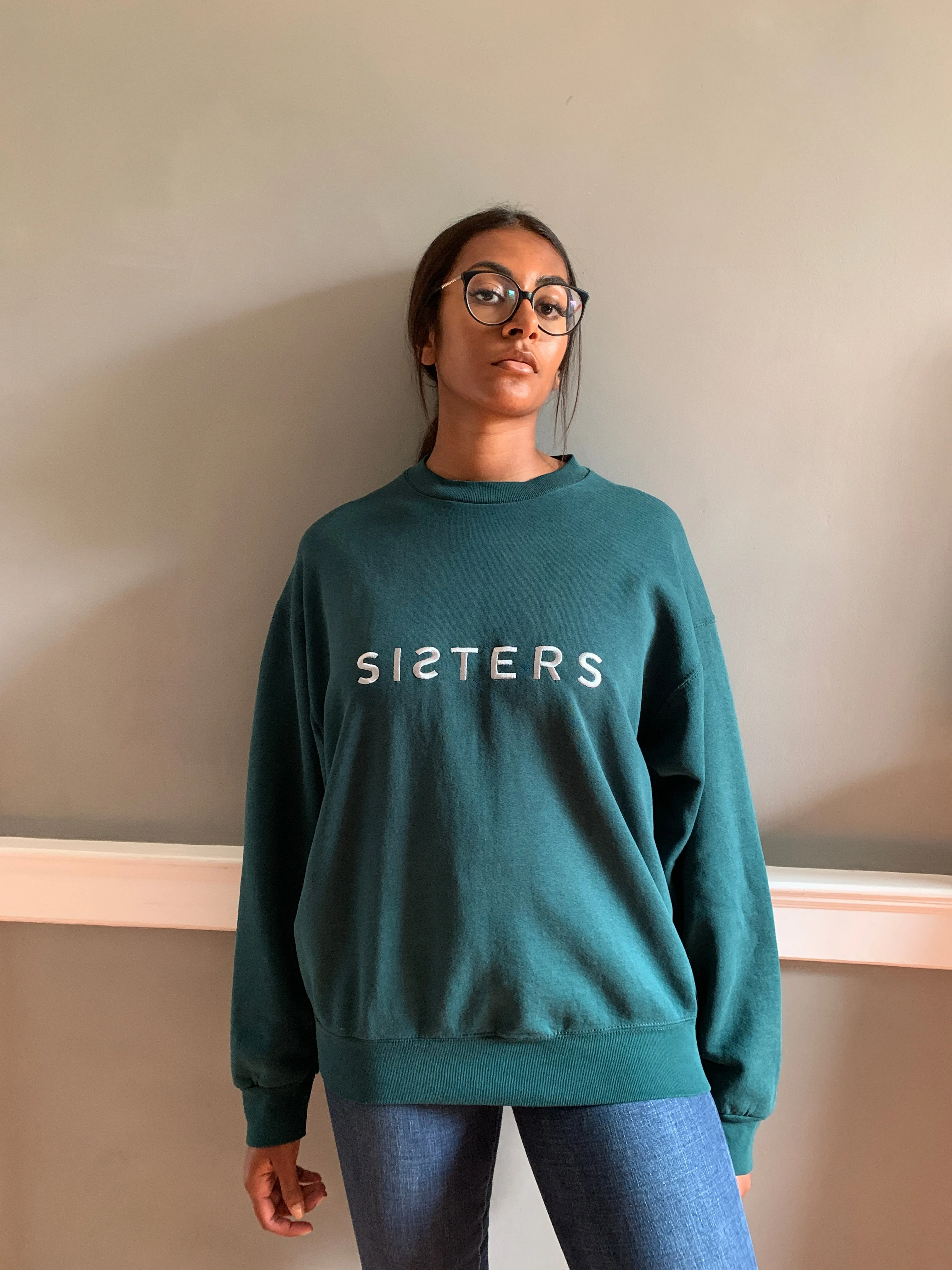 SISTERS embroidery sweatshirts X-Large