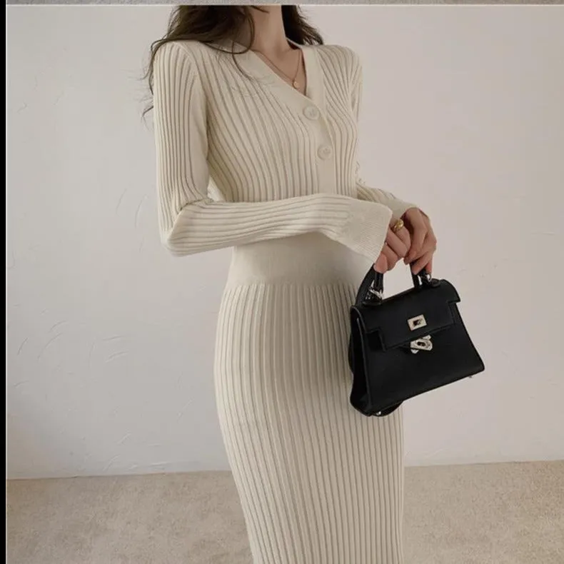 Snow Day Style Ribbed  Sweater Dress