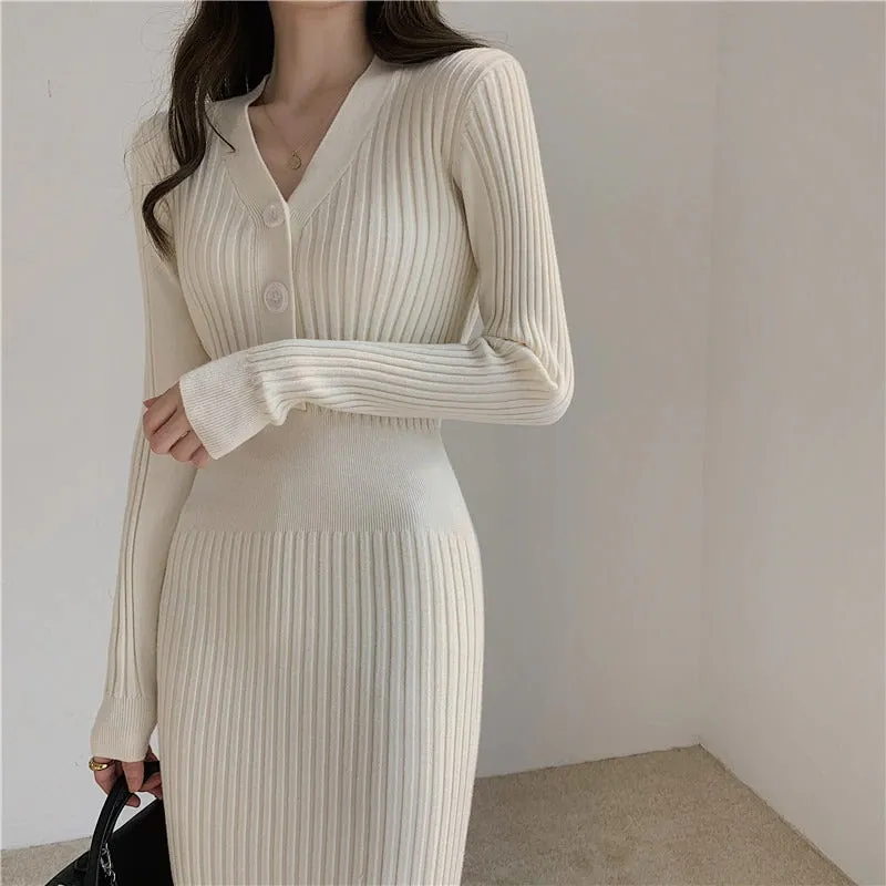 Snow Day Style Ribbed  Sweater Dress