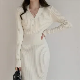 Snow Day Style Ribbed  Sweater Dress