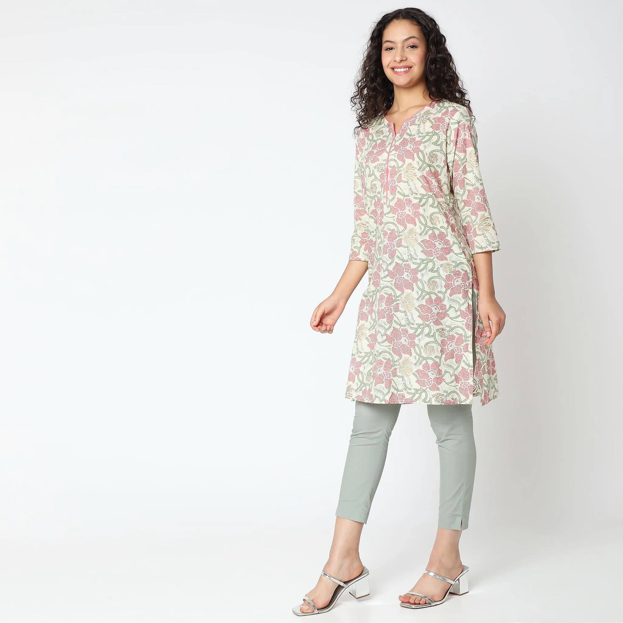 Straight Fit Floral Kurta