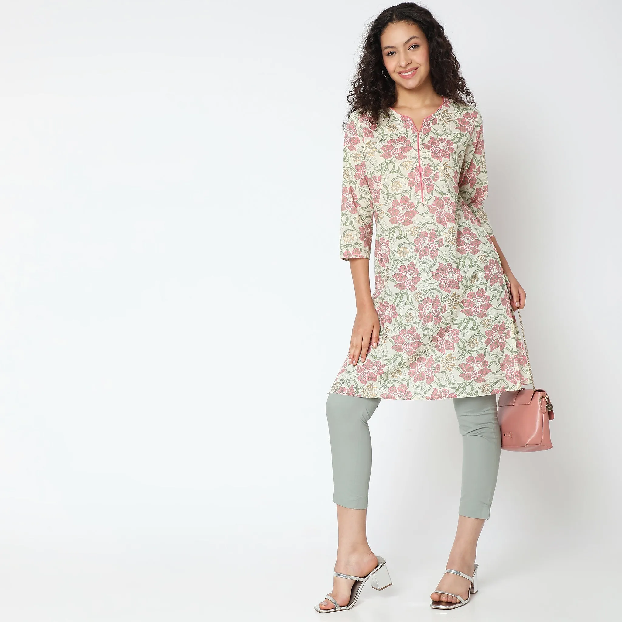 Straight Fit Floral Kurta