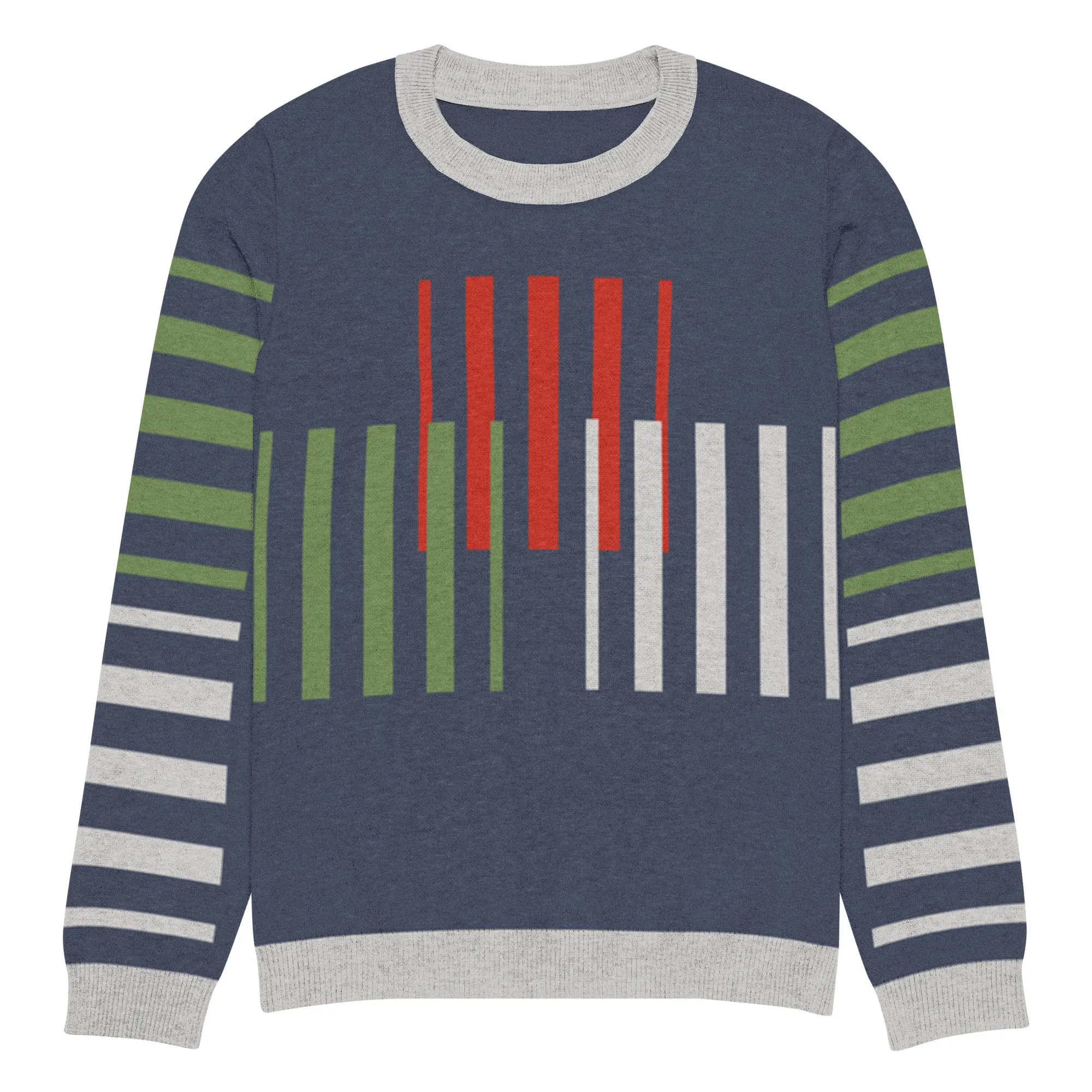 Stripes Brigade in Navy Blue Knitted Crewneck Sweater