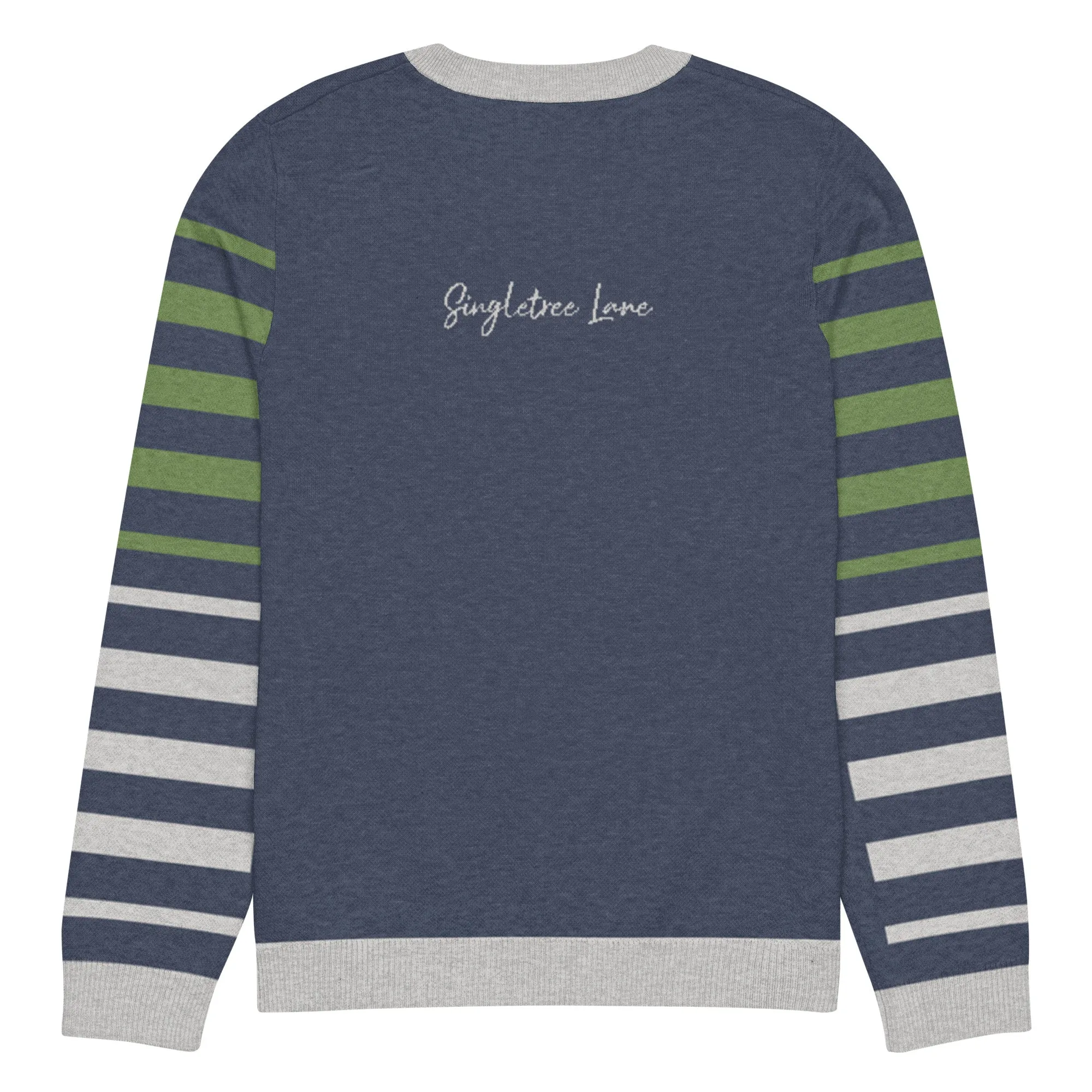 Stripes Brigade in Navy Blue Knitted Crewneck Sweater