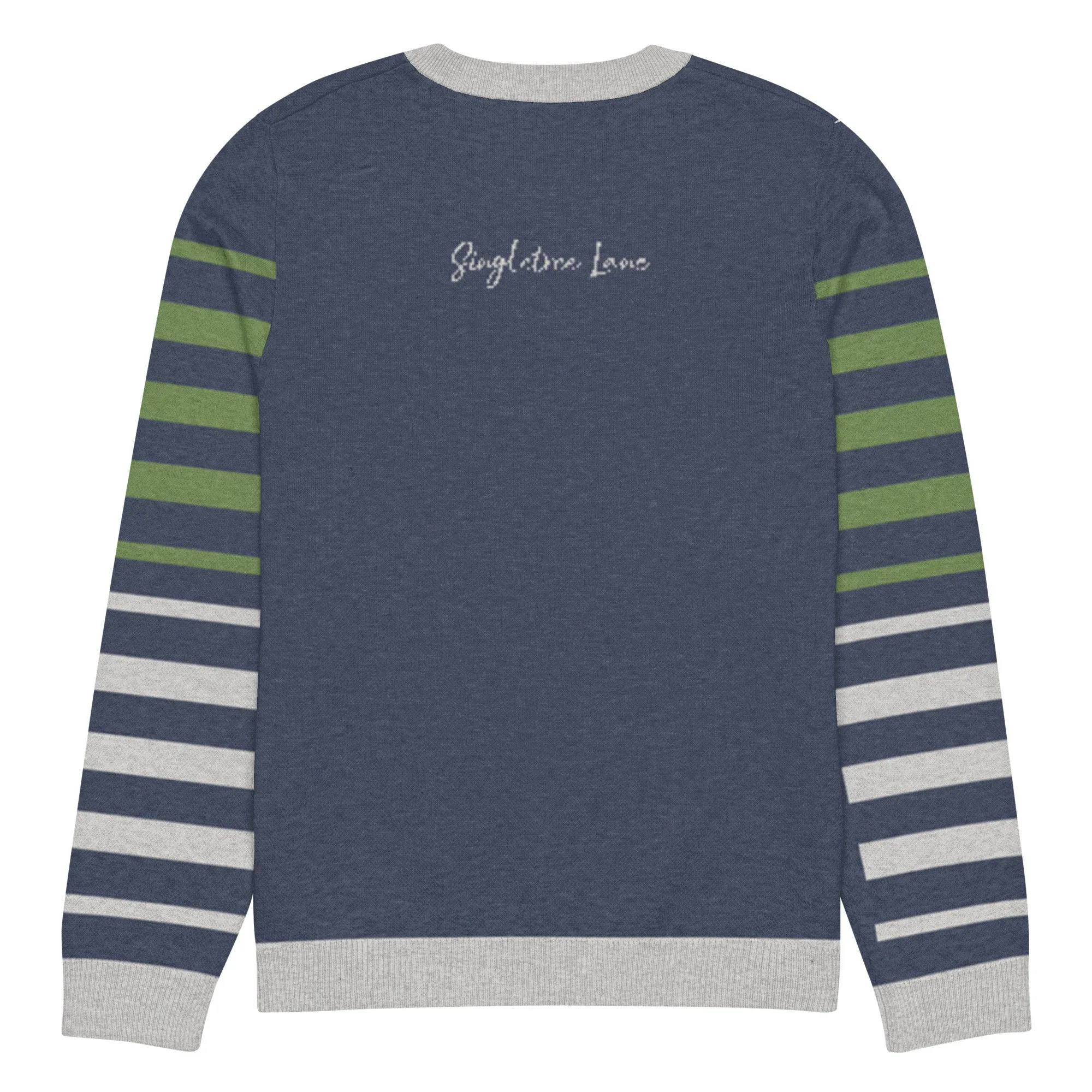 Stripes Brigade in Navy Blue Knitted Crewneck Sweater