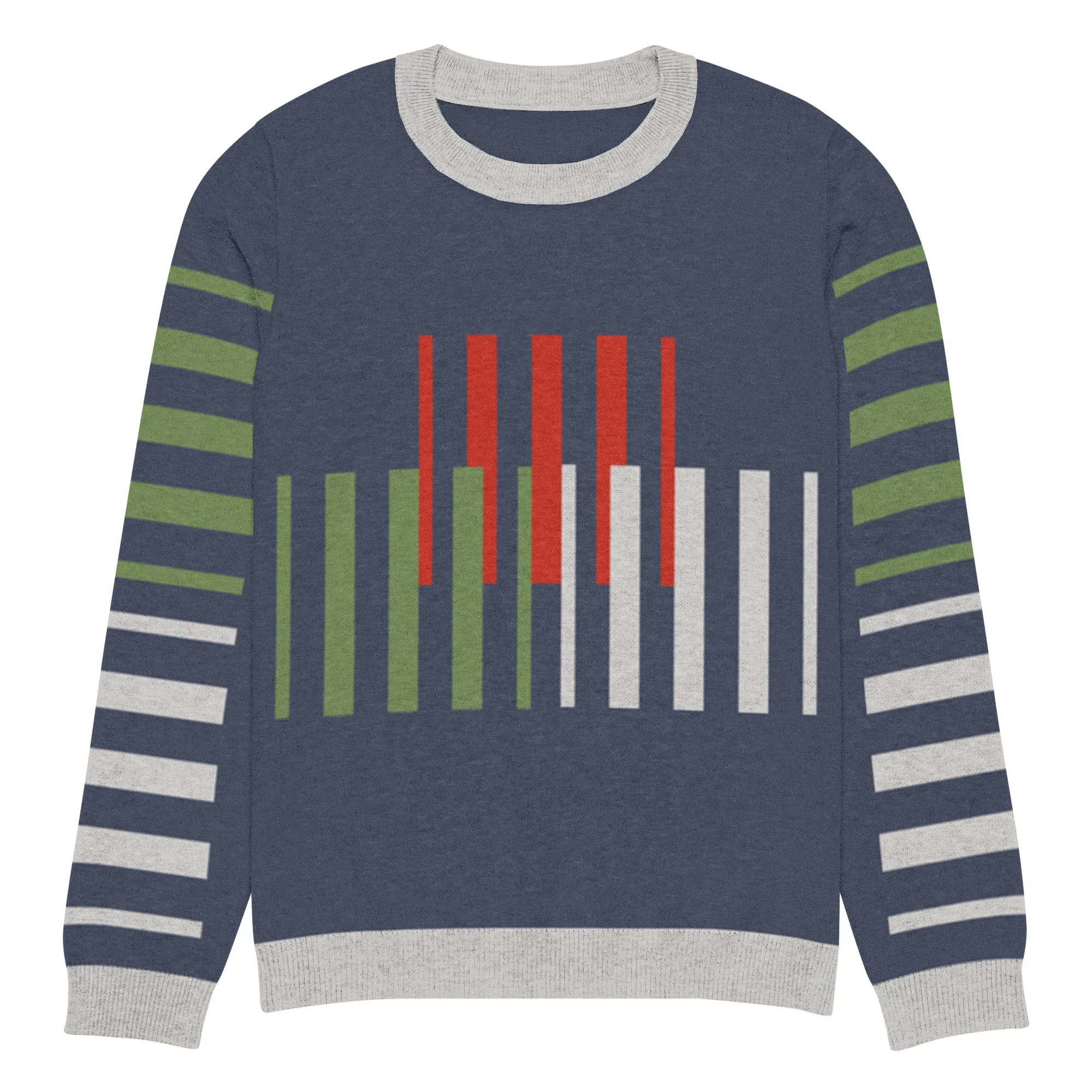 Stripes Brigade in Navy Blue Knitted Crewneck Sweater