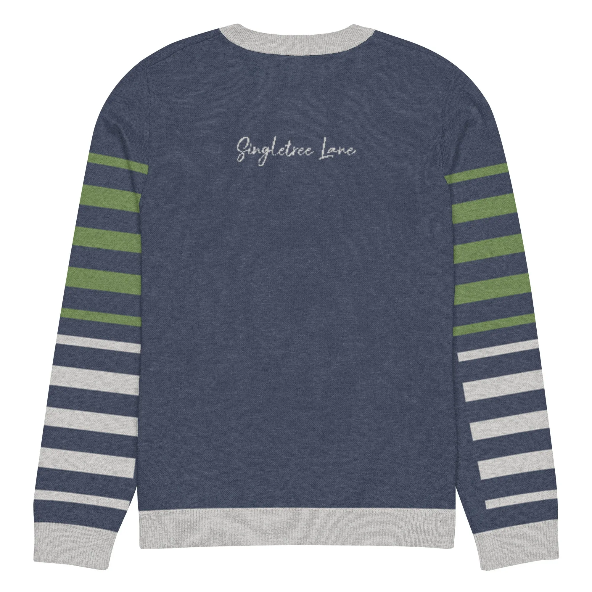 Stripes Brigade in Navy Blue Knitted Crewneck Sweater