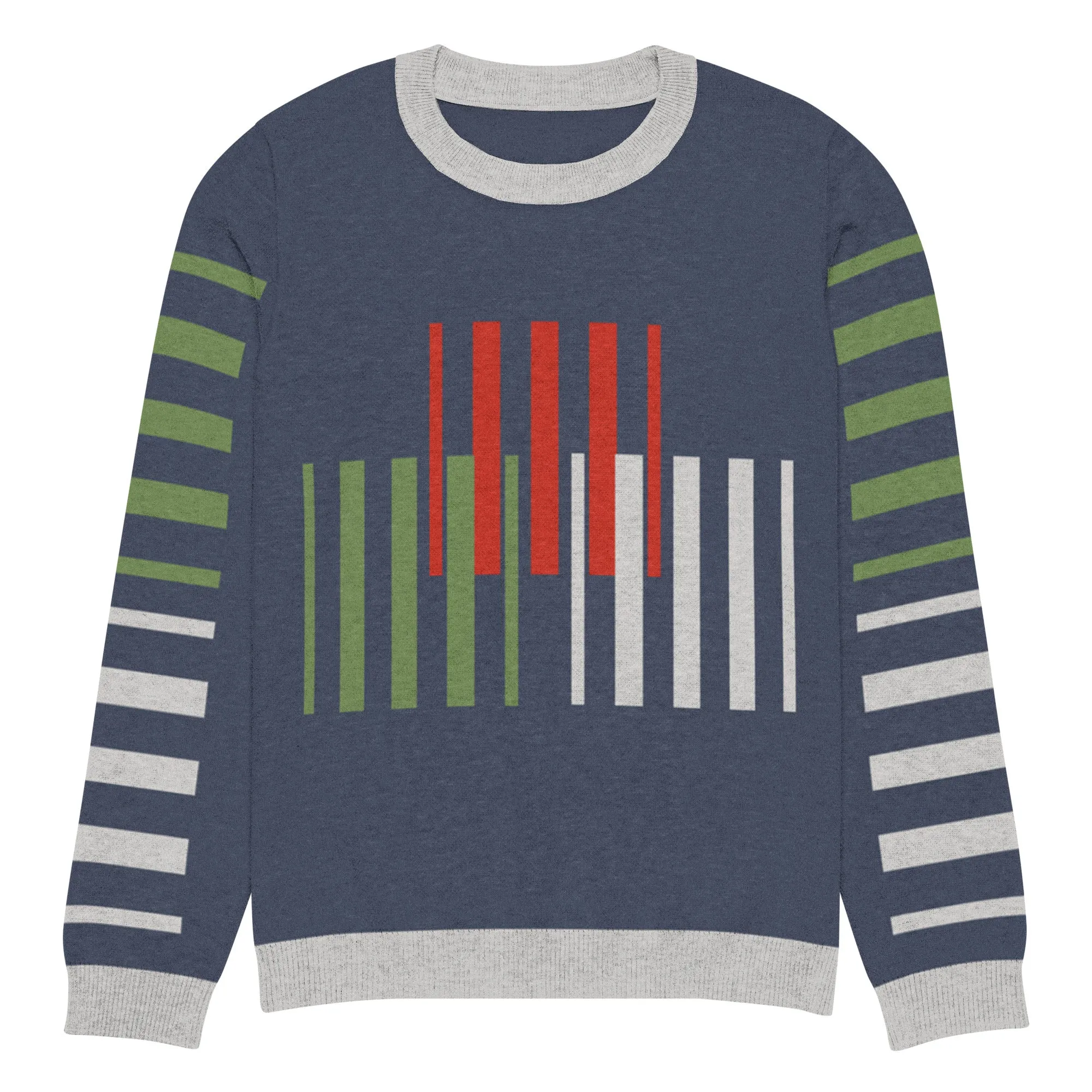 Stripes Brigade in Navy Blue Knitted Crewneck Sweater