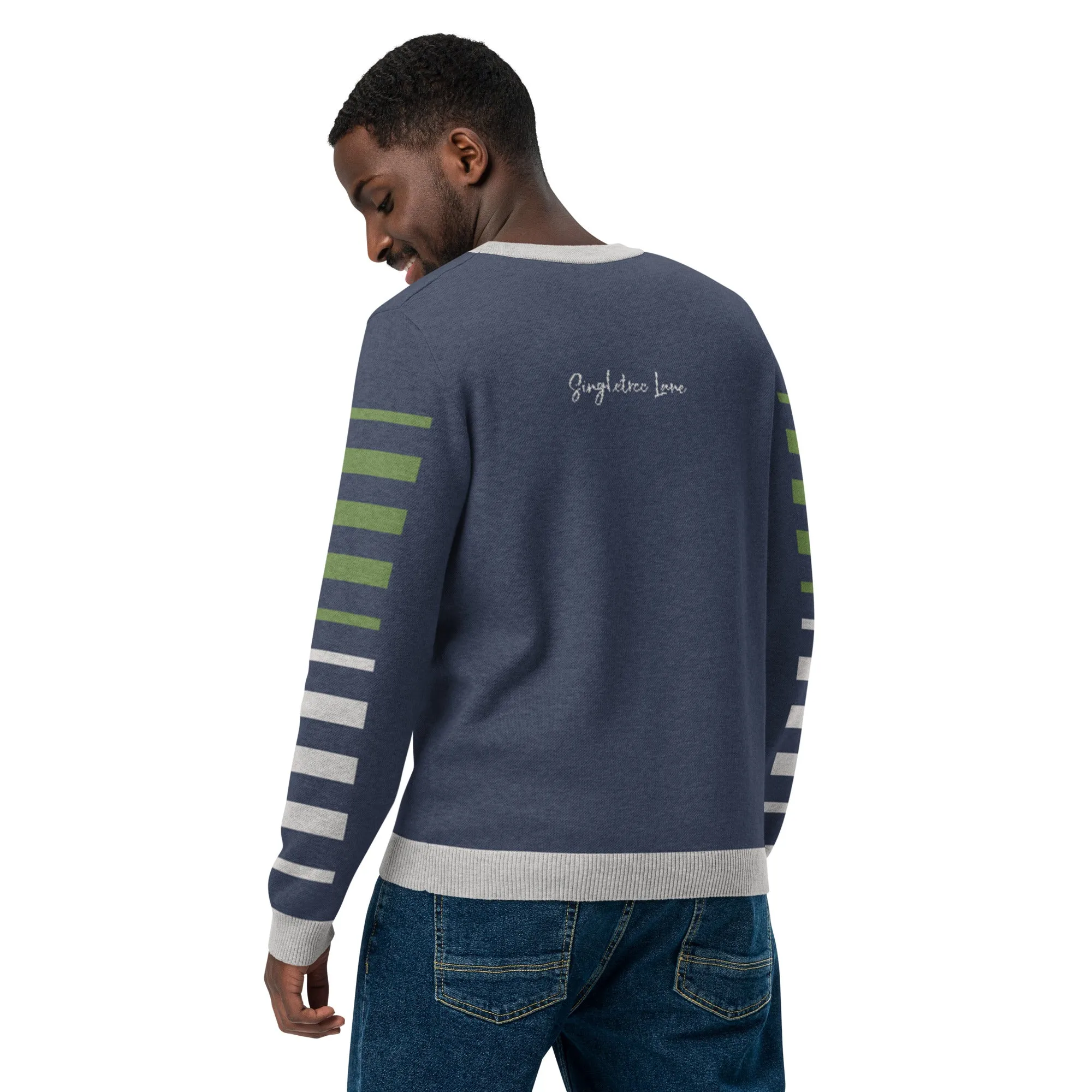 Stripes Brigade in Navy Blue Knitted Crewneck Sweater