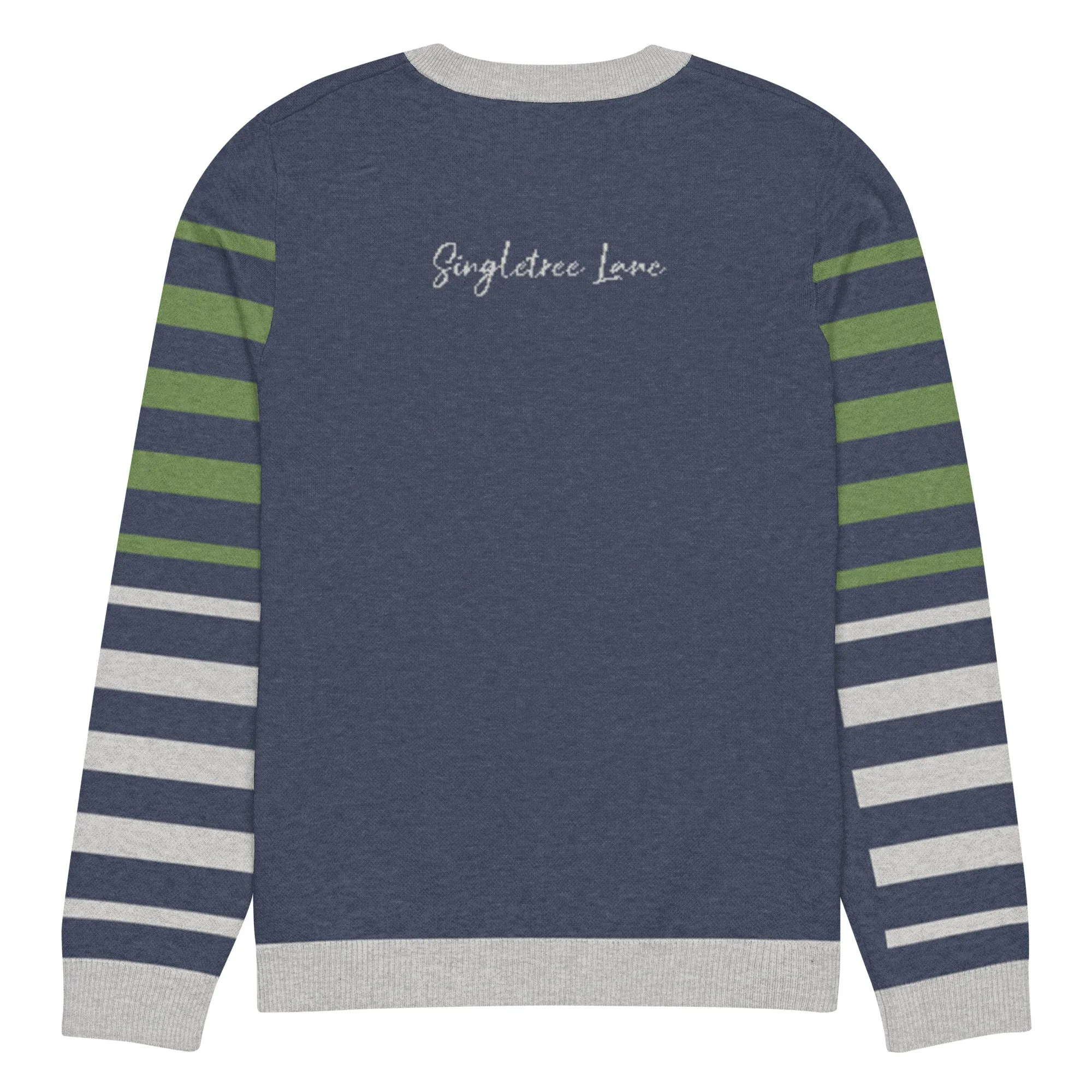 Stripes Brigade in Navy Blue Knitted Crewneck Sweater