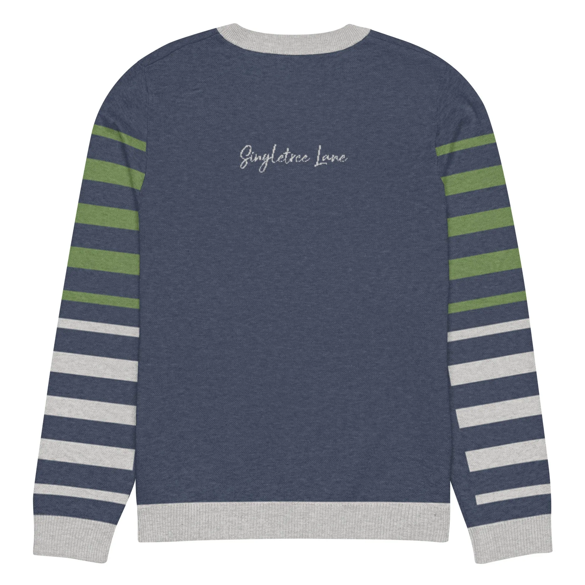 Stripes Brigade in Navy Blue Knitted Crewneck Sweater