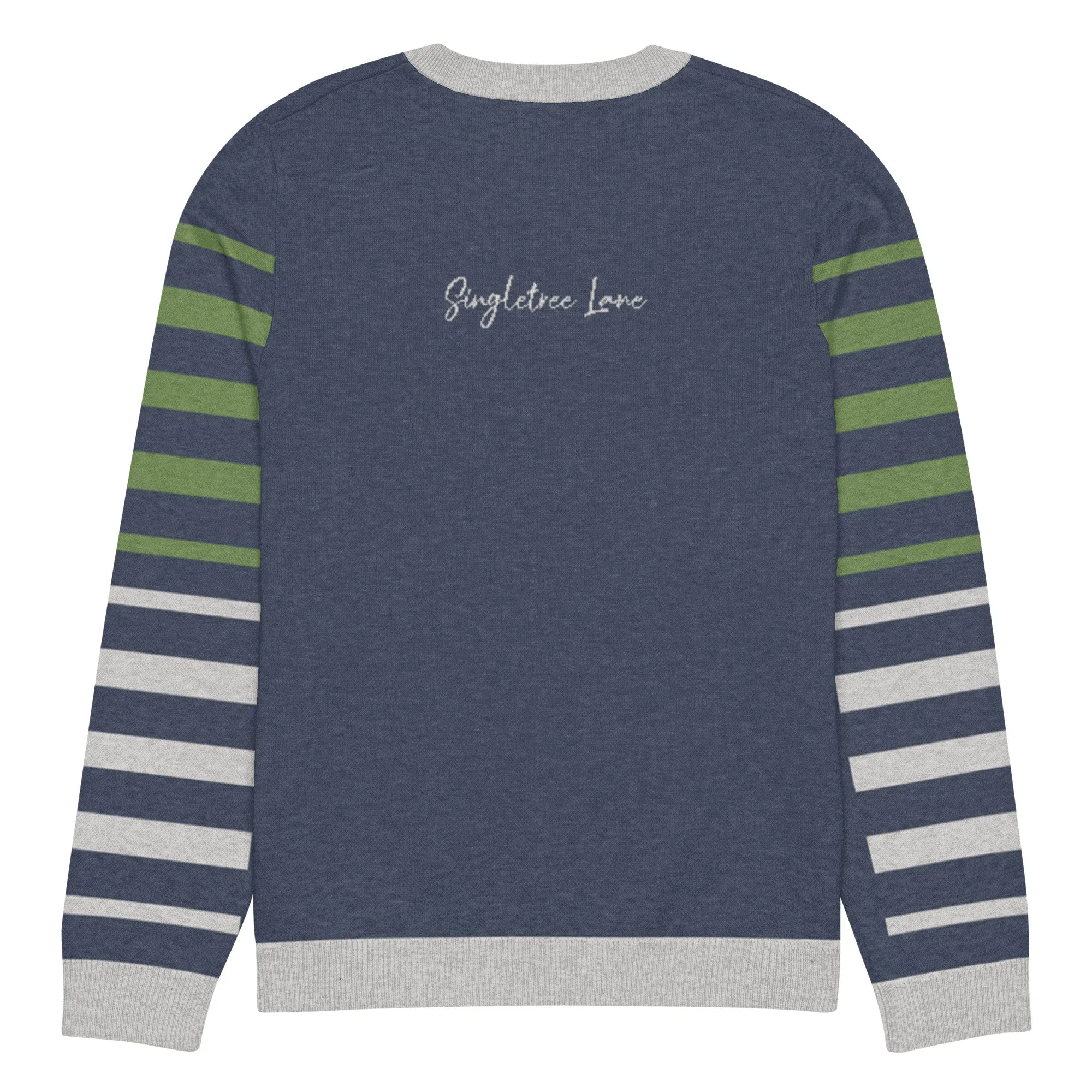 Stripes Brigade in Navy Blue Knitted Crewneck Sweater