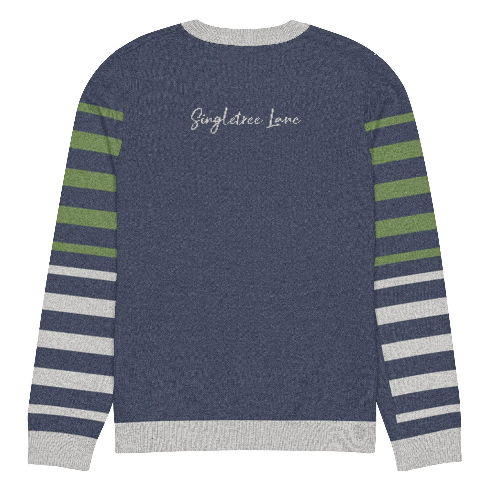 Stripes Brigade in Navy Blue Knitted Crewneck Sweater