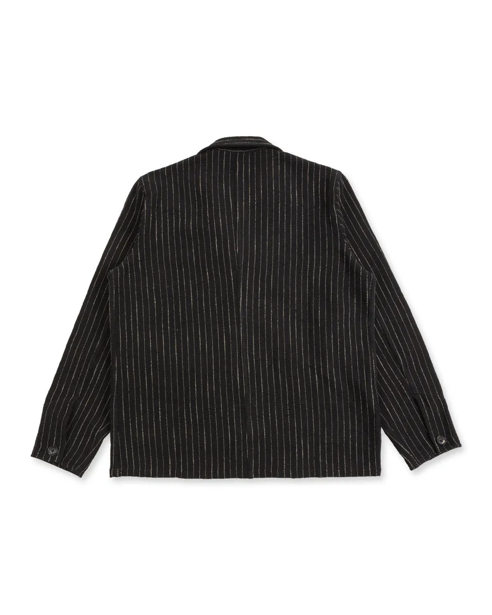 Study Jacket - Handwoven Iron/Acacia Canvas Ticking Stripe