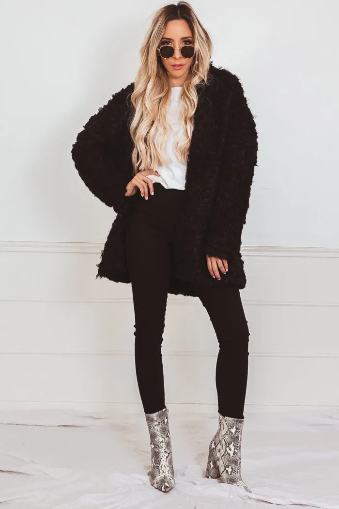 Teddy Bear Fur Coat - Black