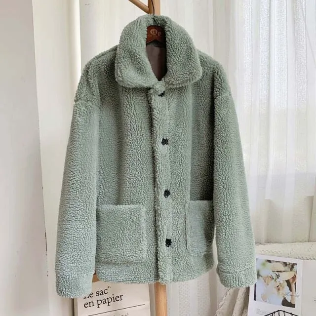 Thicken Warm Teddy Fur Jacket Coat Women Casual Lamb Faux Fur Overcoat