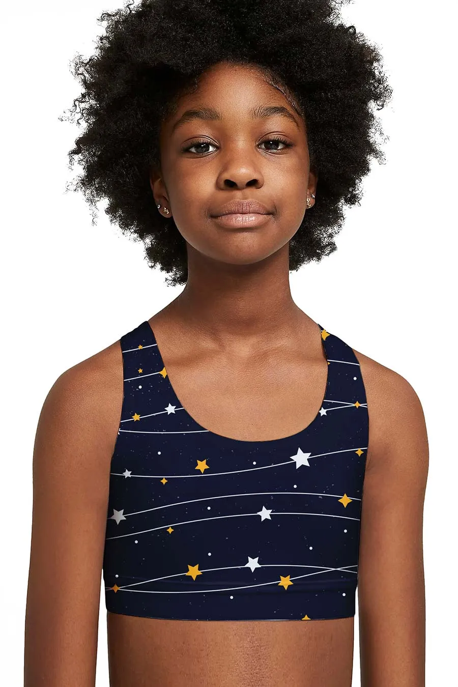 To the Moon & Back Stella Blue Seamless Sports Bra Crop Top - Kids