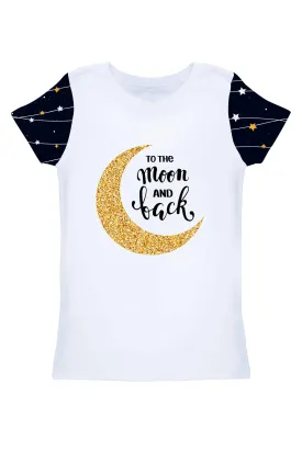 To the Moon & Back Zoe White Cute Designer T-Shirt - Women