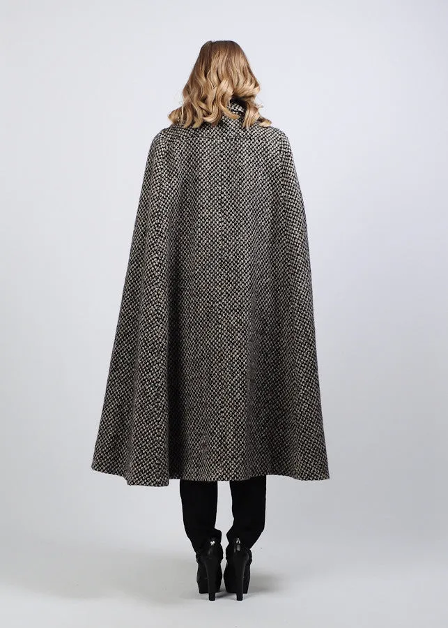 Tweed Wool Scarf Cape