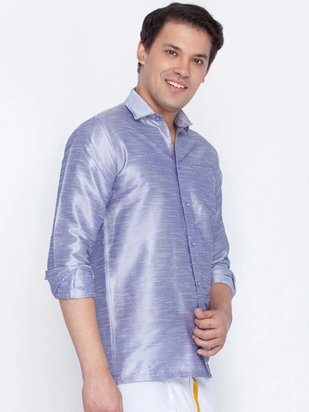 Vastramay Silk Blend Lavender Baap Beta Shirt