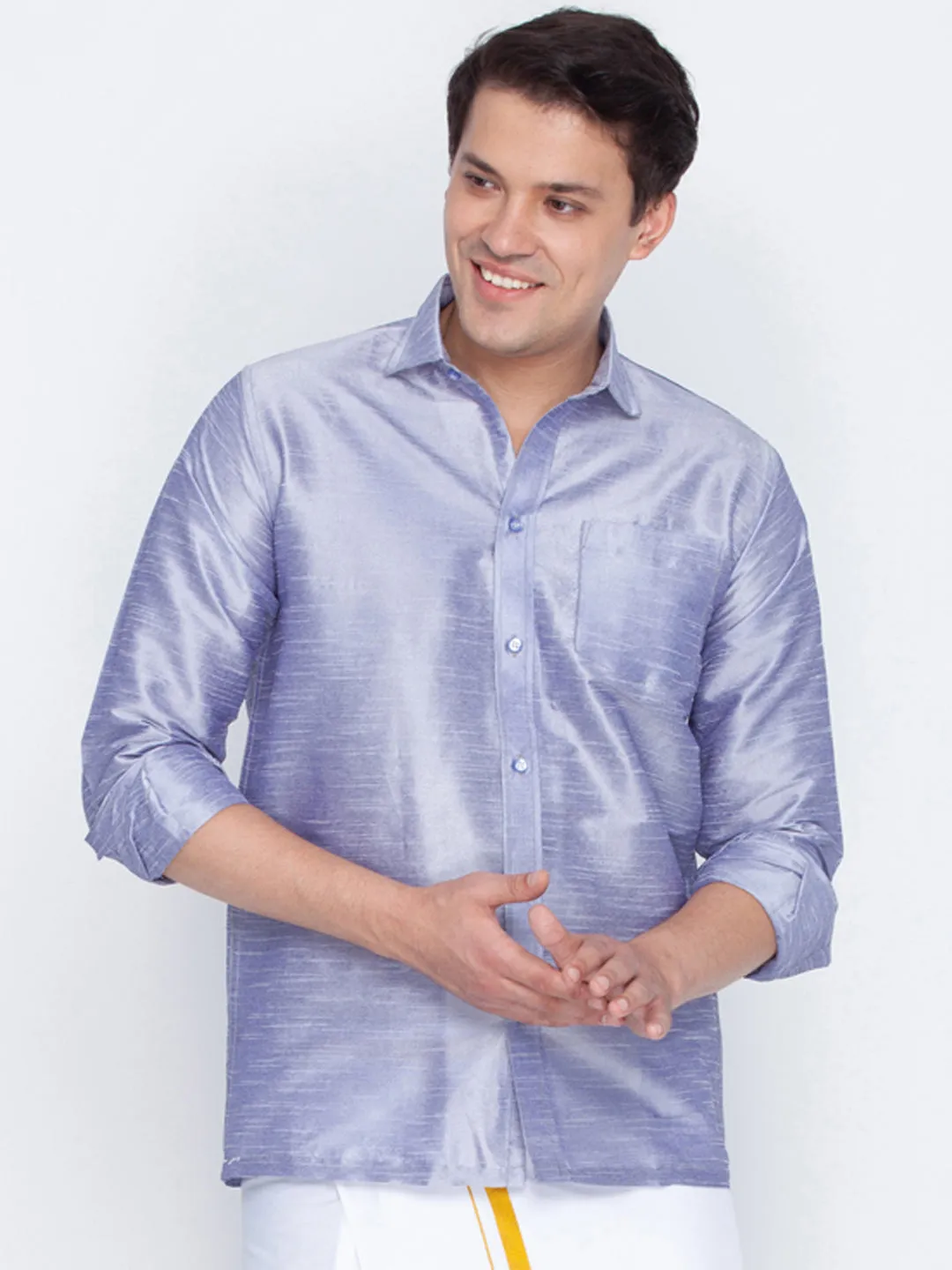 Vastramay Silk Blend Lavender Baap Beta Shirt