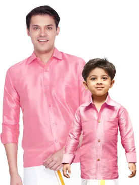 Vastramay Silk Blend Pink Baap Beta Shirt