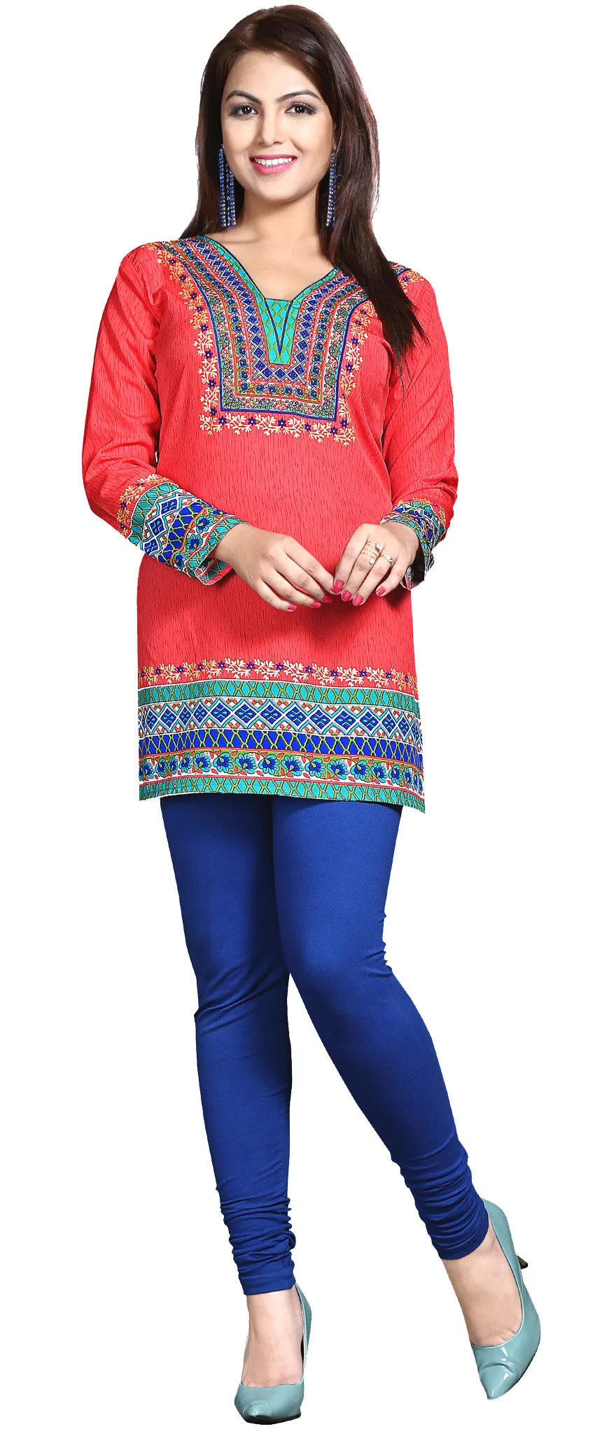 Vibrant Red Kurti Top – Stylish Short Kurti for Women