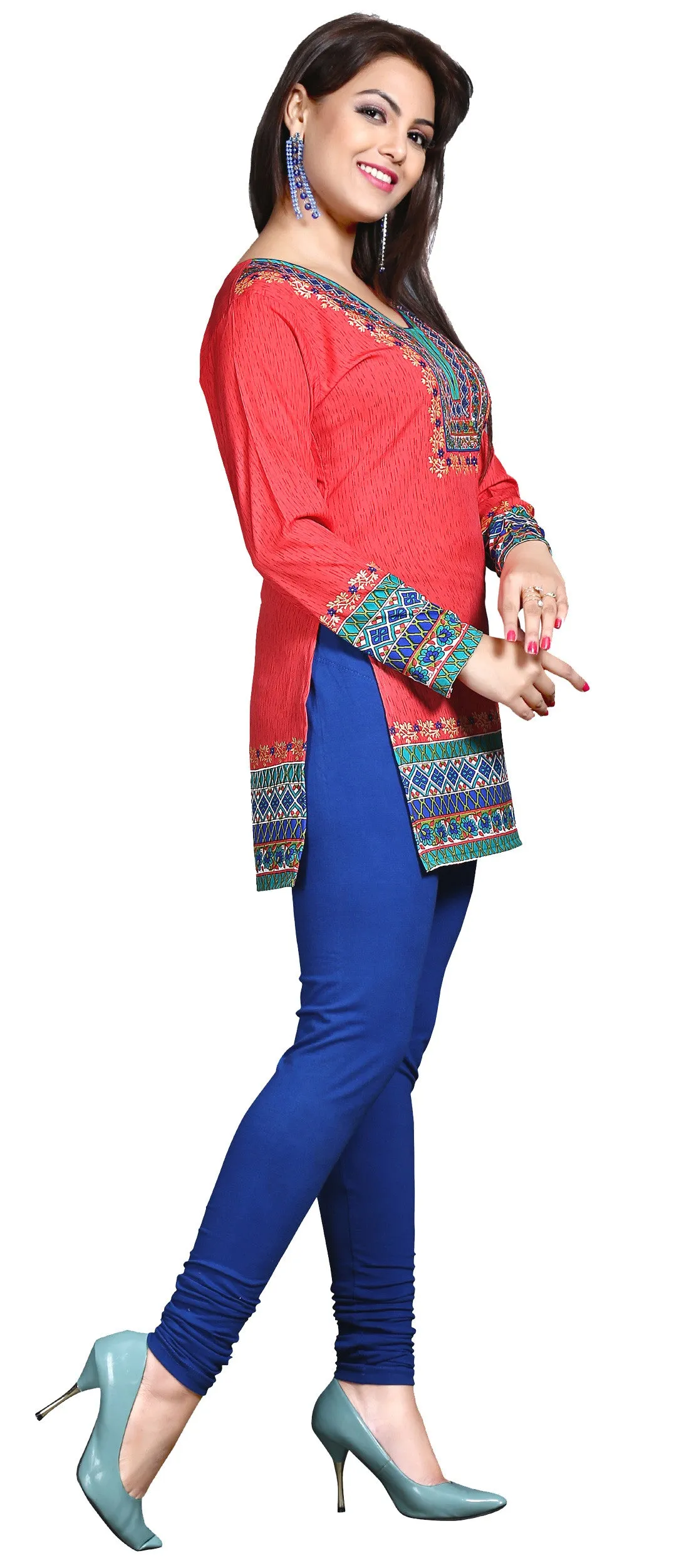 Vibrant Red Kurti Top – Stylish Short Kurti for Women