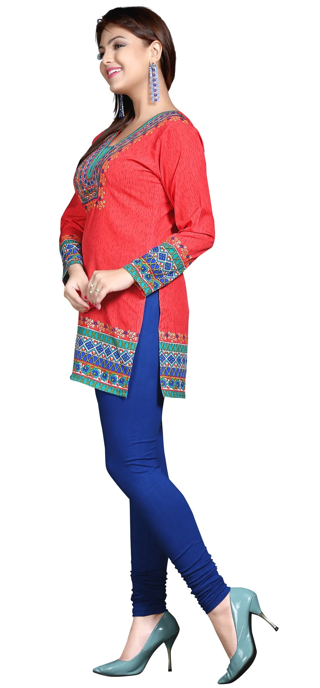 Vibrant Red Kurti Top – Stylish Short Kurti for Women